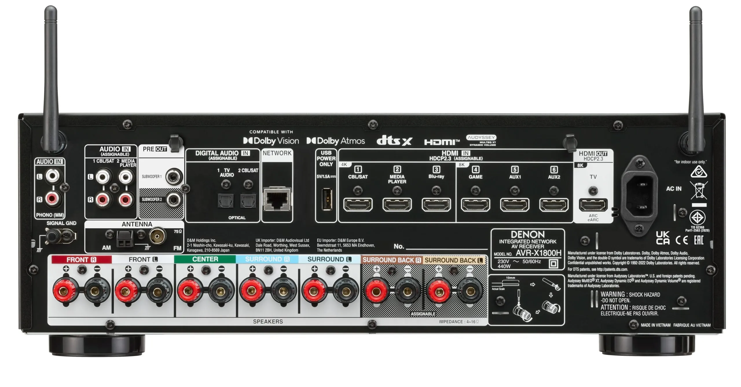 Denon AVR-X1800H 7.2 Ch 175W 8K AV Receiver Denon Premier Hifi 2 Denon AVR-X1800H 7.2 Ch 175W 8K AV Receiver - Denon 2