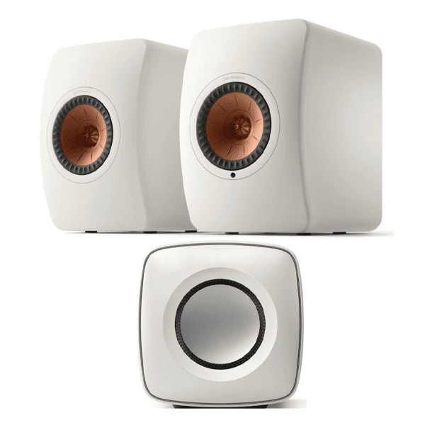 KEF LS50 II Active Wireless Speakers + KC62 Subwoofer (Mineral White) HI-FI Speakers Premier Hifi KEF LS50 II Active Wireless Speakers + KC62 Subwoofer (Mineral White) - HI-FI Speakers